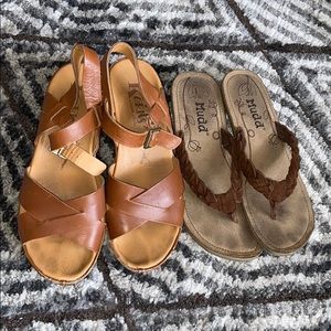 Two pairs of very warn shoes size 6